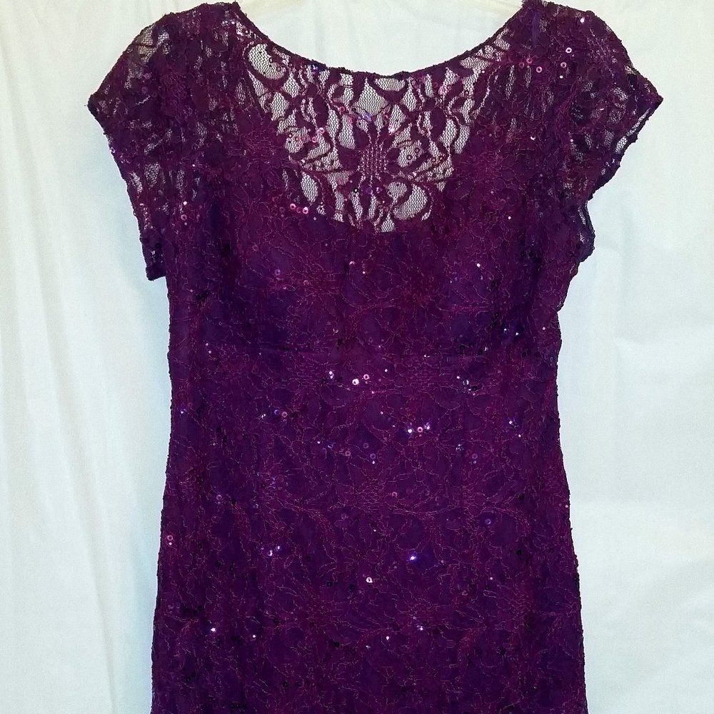 Purple Lace Knee Length Cocktail Dress Sz 10